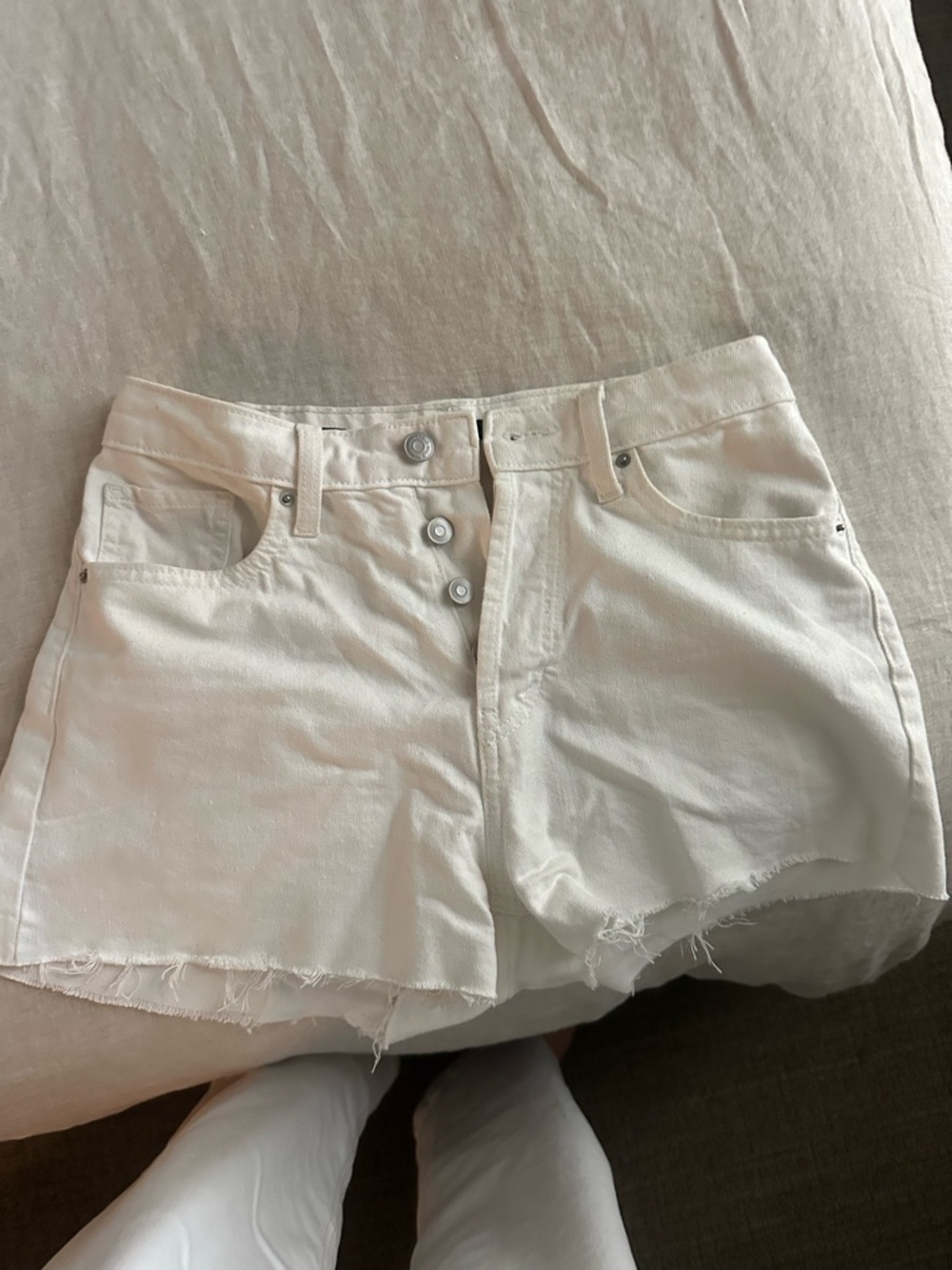 wild fable White Raw-Hem Button-Fly Denim Shorts